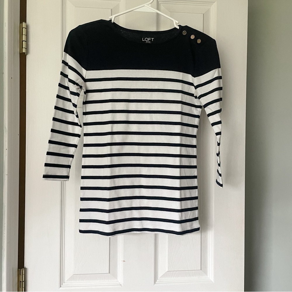 Loft navy and white striped boat tee